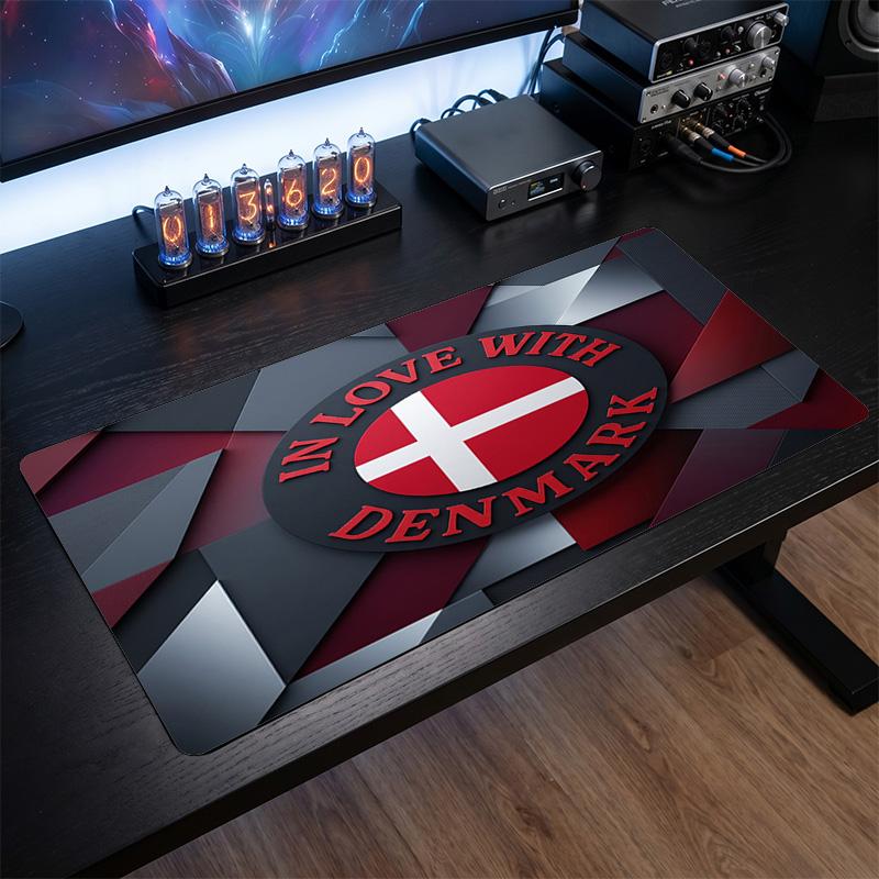 Denmark Football Crest Mouse Pad, Extended Non Slip Rubber Desk Mat for Gaming Office Laptop Fan Gift