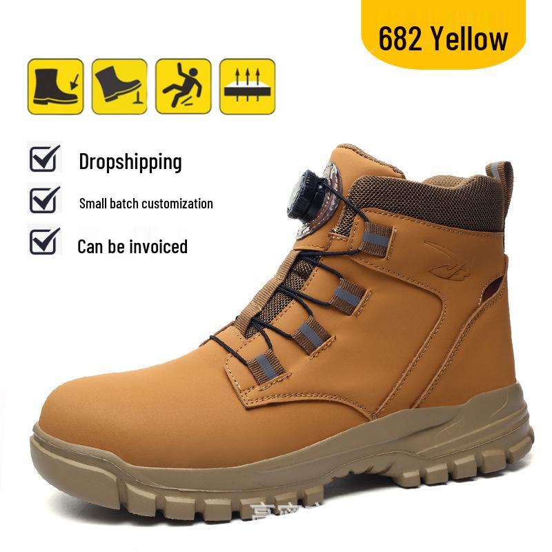 Men’s Four-Season Steel Toe Safety Boots: Anti-Smash, Anti-Puncture, Wear-Resistant, Comfortable High-Top Work Shoes