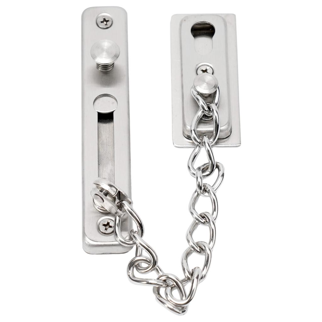 Security Door Chain Latch Bolt Restrictor Guard Lock Slide Catch with Hardened Welded Chain for Safe Door Access Control