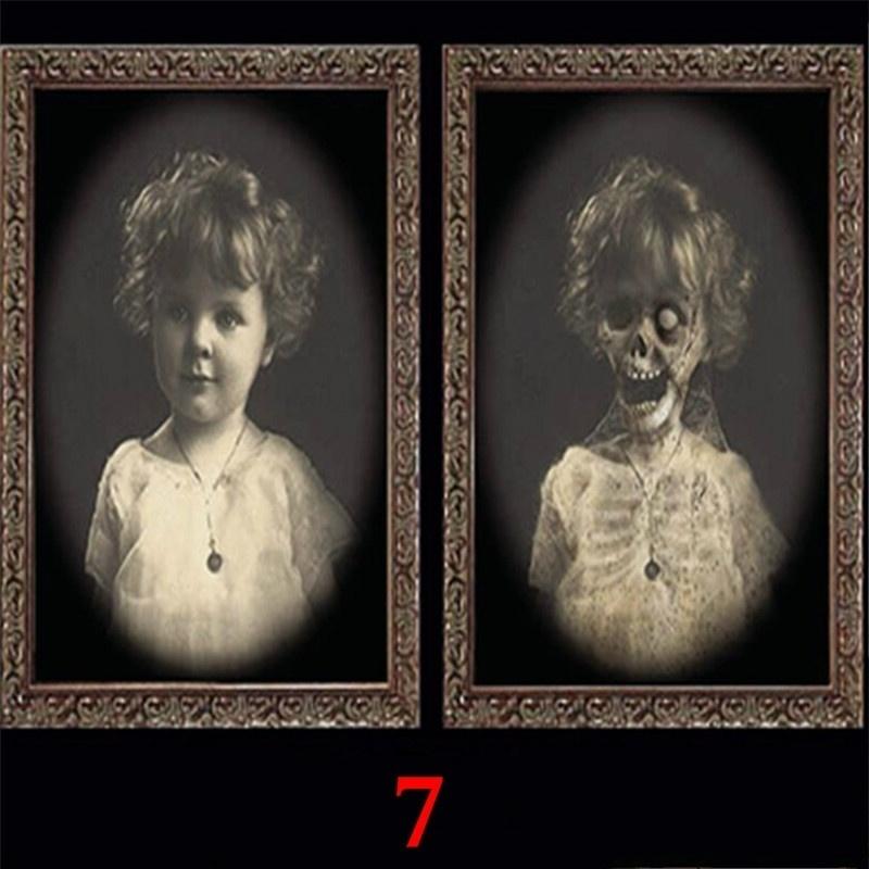 3D Changing Face Ghost Picture Frame Halloween Wall Decor Horror Hanging Prop For Haunted House Party Indoor Festival Decor