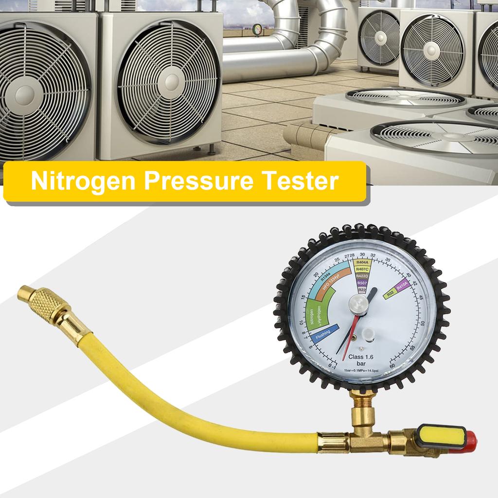Air Conditioner Nitrogen Pressure Tester Regulator For R134a R22 R407C R410A Pressure Gauges HVAC Systems Cold Test Table Tools