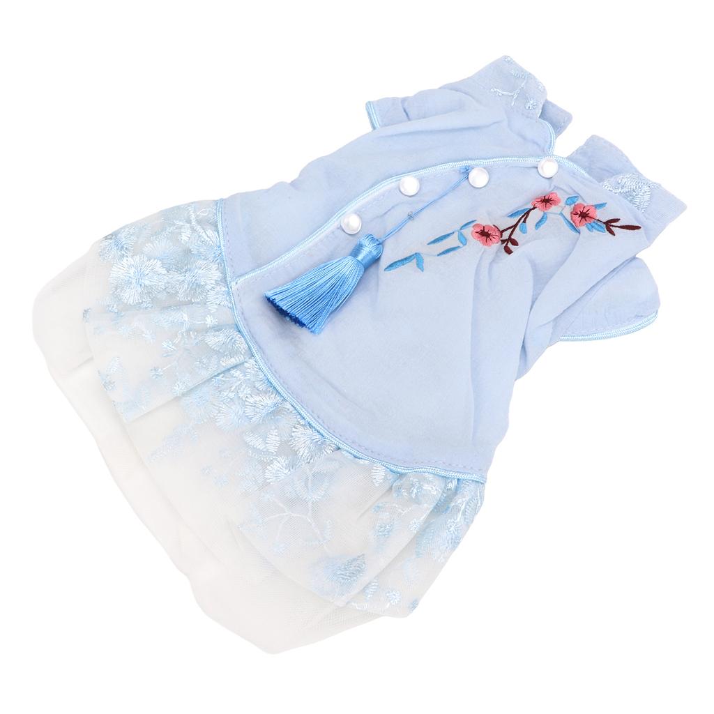 Pet Chinese Style Hanfu Skirt Soft Elegant Breathable Little Pet Pettiskirt for Pets DogsBlue S
