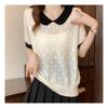 Navava Cute Lovely Check Thin Collar Short Sleeve Knit Nk2174