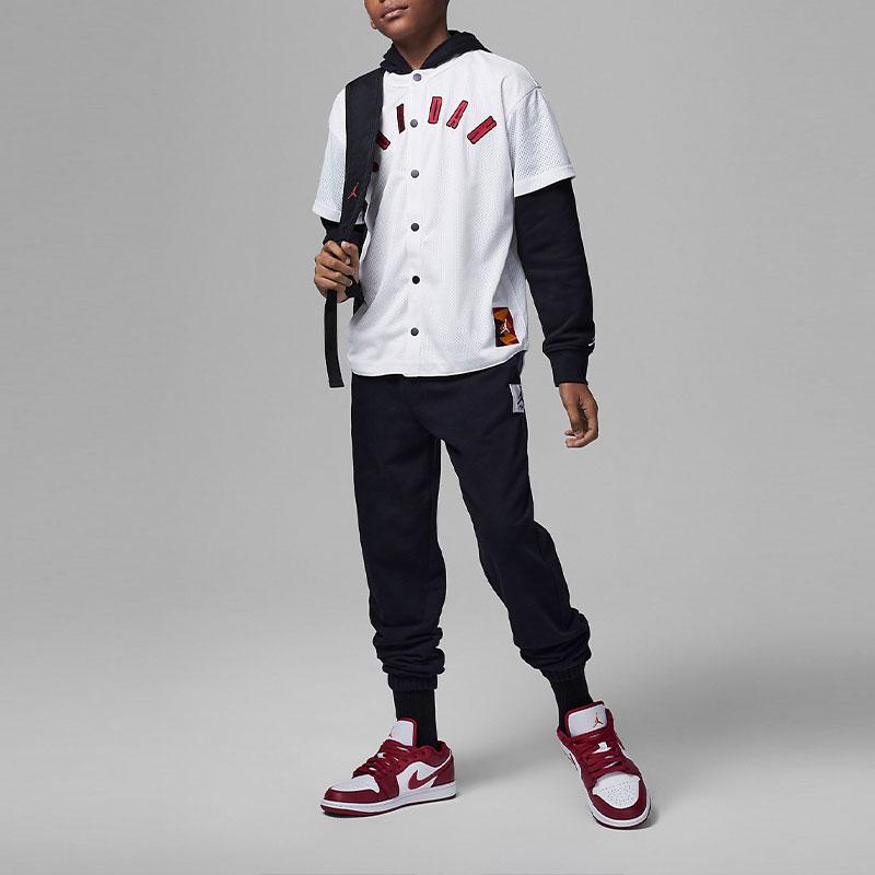 Jordan MJ Flight MVP Patchwork Hooded Letter Print Long Sleeve T-Shirt Kids Tops Sail-White FV2823-133