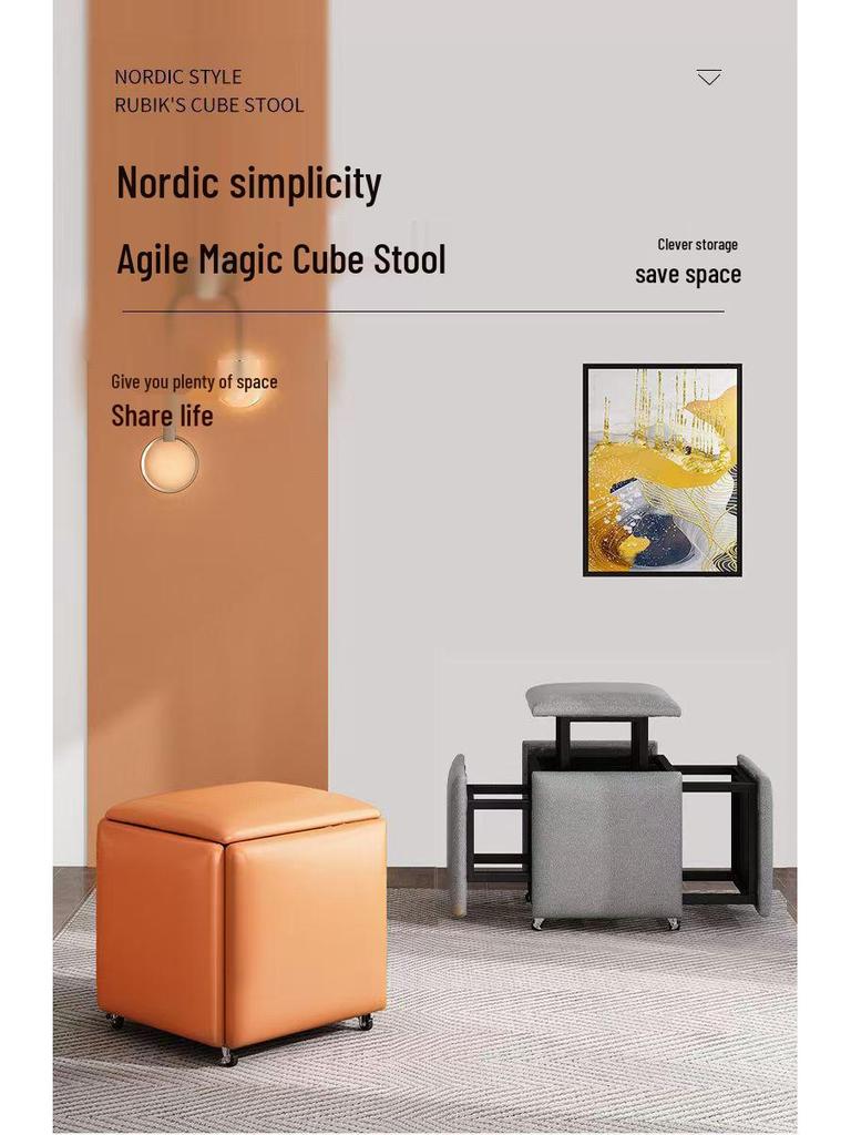 Multi-Functional Magic Cube: 5-in-1 Stool, Coffee Table, Storage for Living Room