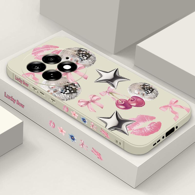 Case For OnePlus 15 13 13T 12 Cherry Bowknots Lips Disco Ball Pattern Shockproof Bumper Soft Silicone Cover For Oneplus Nord 5 13R 12R 11R 5G