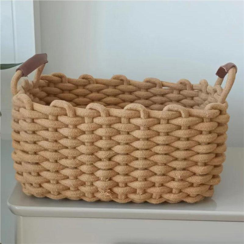 Nordic Style Handmade Cotton Rope Woven Storage Basket Sundries Clothing Cosmetic Organizer Book Toy Desktop Storages