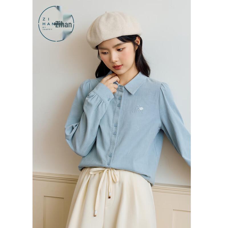 Zihan Women s Korean Style Pure Cotton Long-Sleeve Puff Sleeve Shirt S
