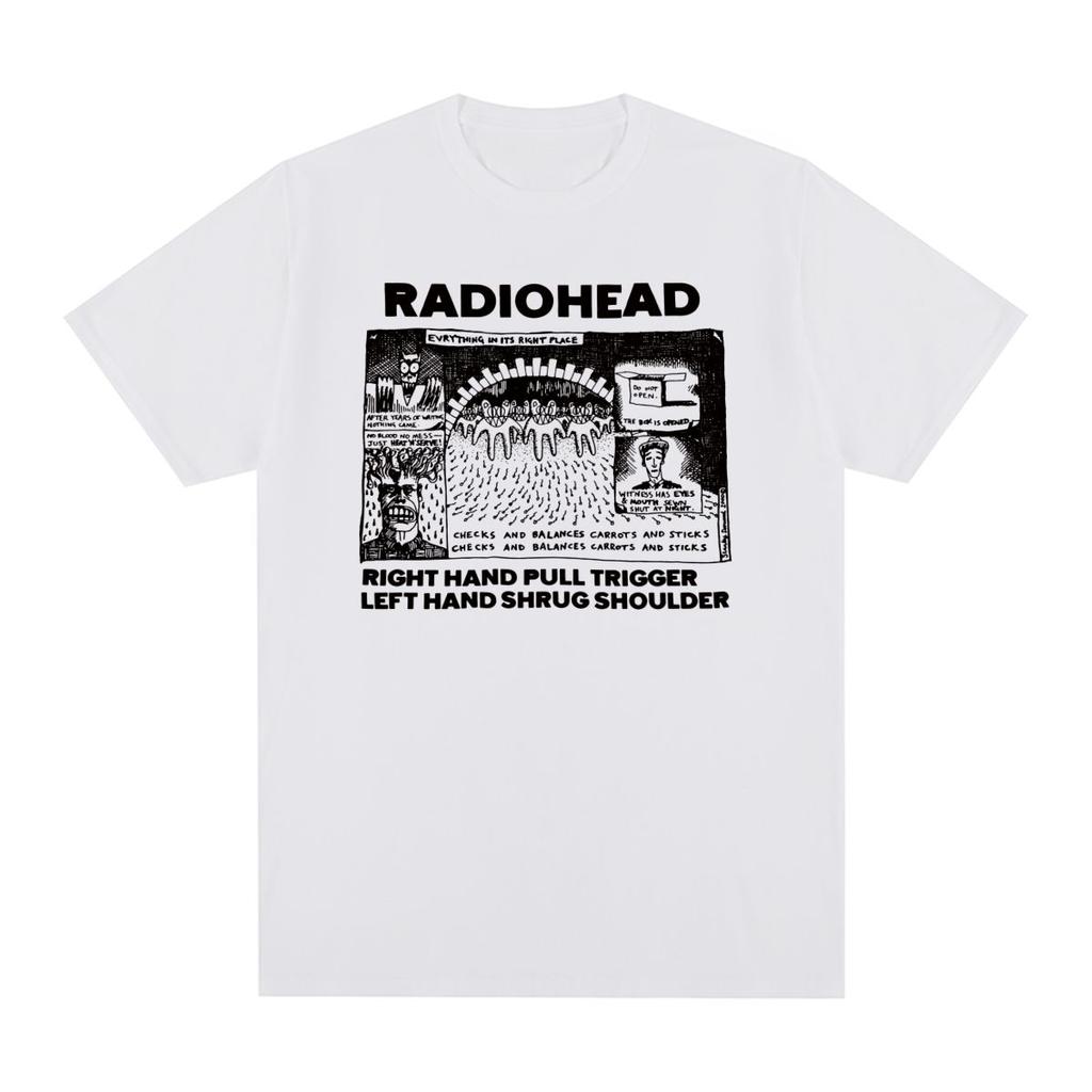 Radiohead Vintage Tshirt Hip Hop Rock Band Unisex Music cute cartoon Ok Computer Cotton Unisex T shirt New Tee Tshirt Womens Tops
