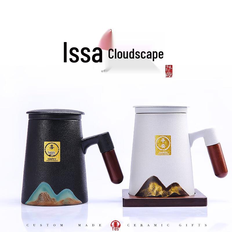 Ceramic Tea Infuser Mug with Wooden Handle