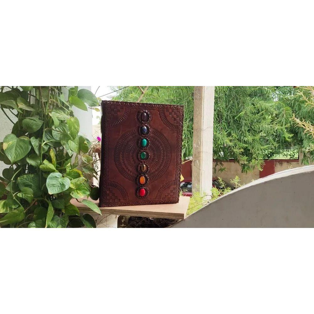 Handmade notebook 620 Pages large leather journal seven stone Chakra Embossed