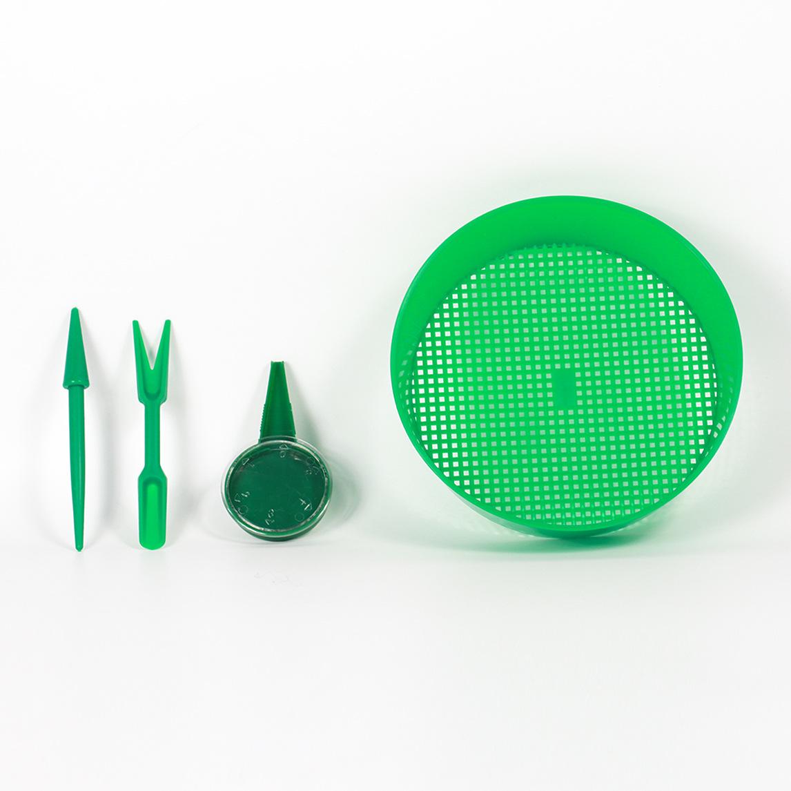 

Пластиковый набор садовых инструментов: Почвенное сито, сито для цветочной грязи, сеялка, посадочная машина для семян и сетка для пересадки.