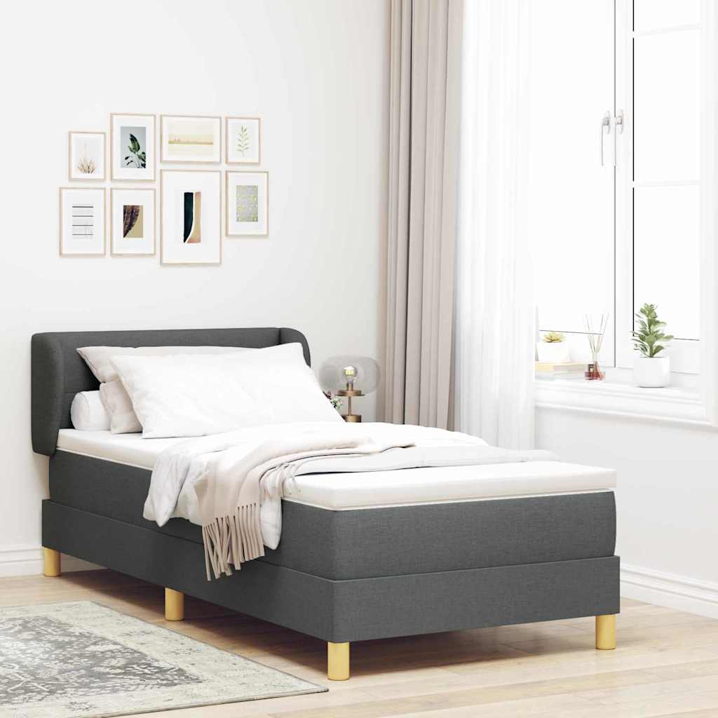 Boxspring Bed with Headboard Dark Grey 100 x 200 cm Fabric