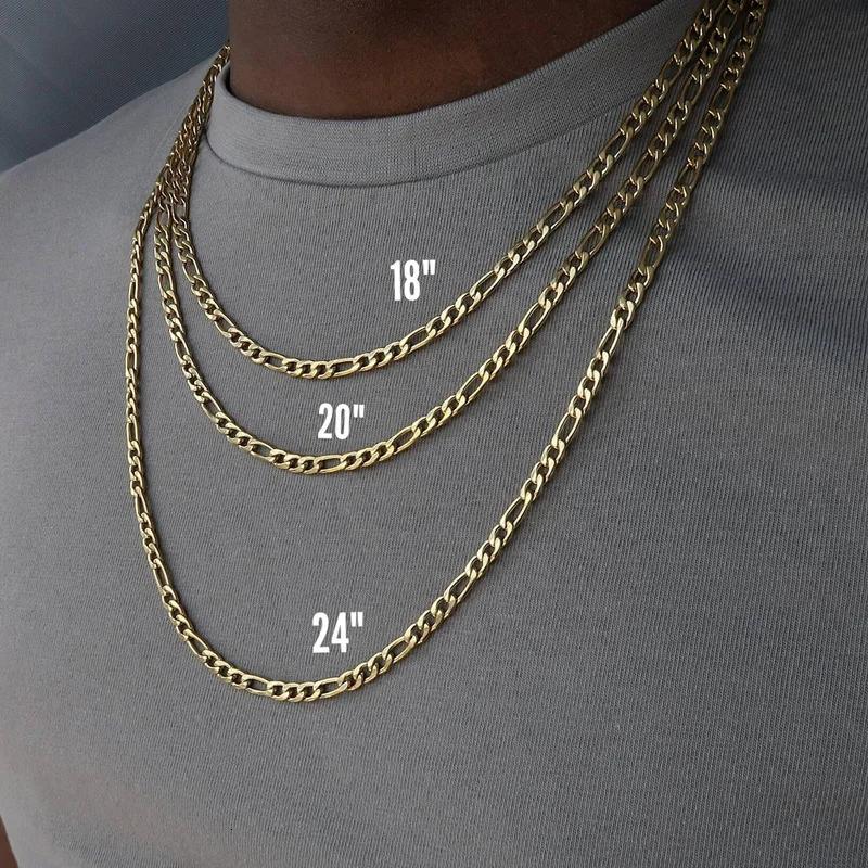 Golden 4mm Figaro Chain Necklace Unisex Fashion Hip-Hop Punk Style Trendy Jewelry 60cm