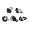 2-8pcs/set Cute Cat Enamel Pins Cartoon Big Eyes Black Kitties with Knife Animal Brooches Lapel Badge Jewelry Gifts For Friends