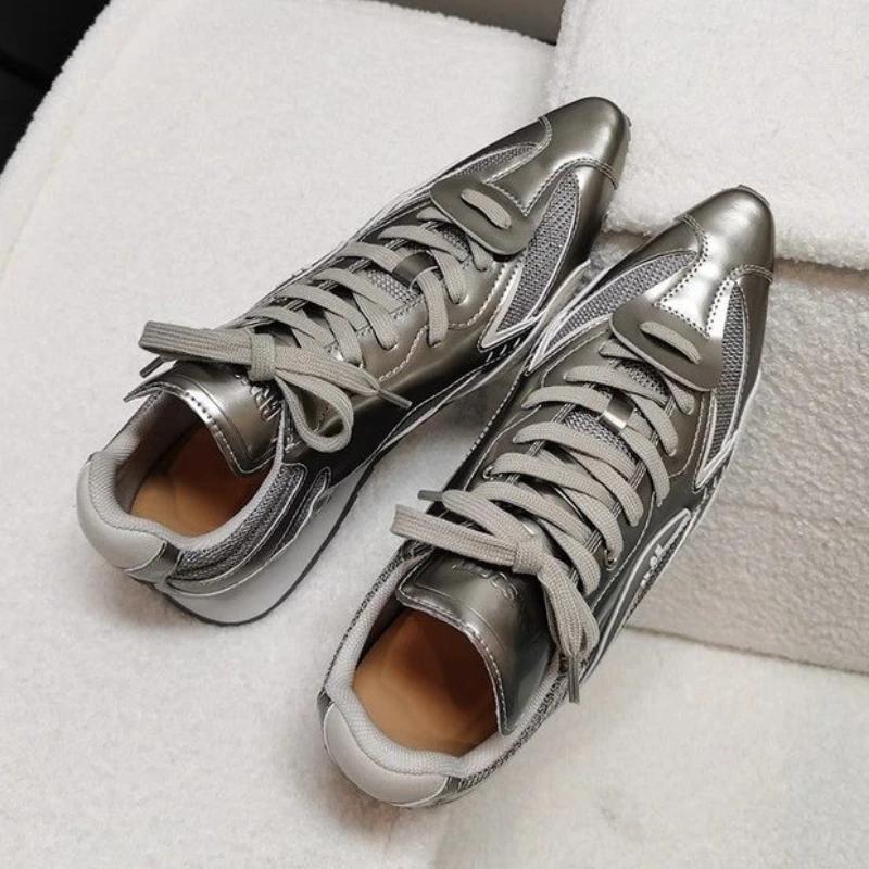 Pointed Toe Women Ankle Boots Casual Sneakers Flats Woman Shoes New Fashion Trend Winter Lace Up Sport Luxury Zapatos Mujer