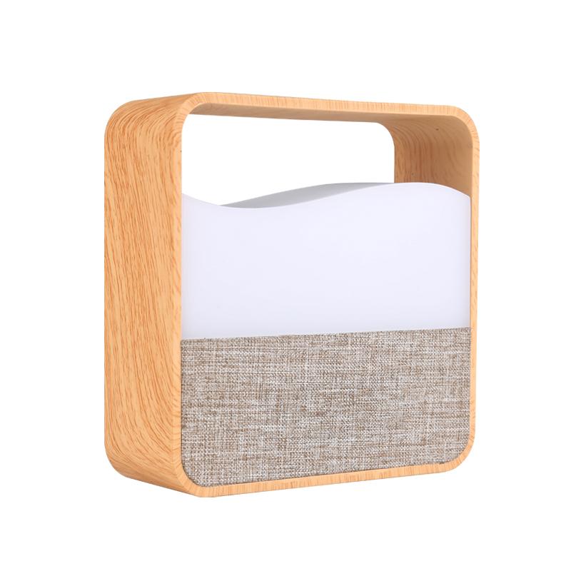 Creative Small Alarm Clock Night Light Clock Wood Grain Bedside Hand-held Rechargeable Portable Night Light for Sleep Camping