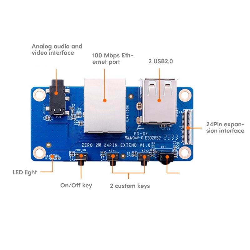 For Orange Pi  2W Expansion Board USB 2.0  2  Video Mic  Receiver  Interface HAT Development Board