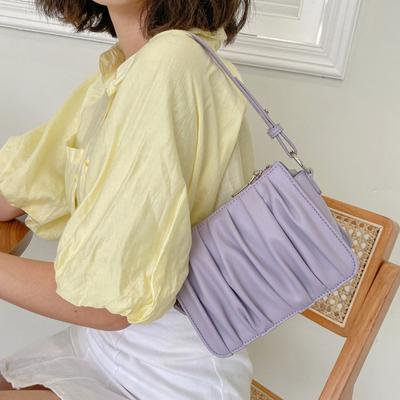 Shoulder Bags for Women Fashion Female Solid Color Crossbody Bags Luxury Soft Leather Handbag Casual Pleated Small Square Bags