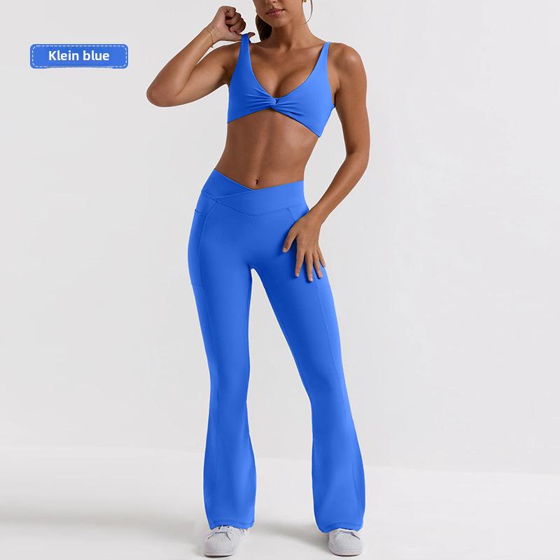 

Комплект сексуального нижнего белья Cross-Border: Спортивный бюстгальтер-комбинезон и штаны для йоги с высокой талией XL