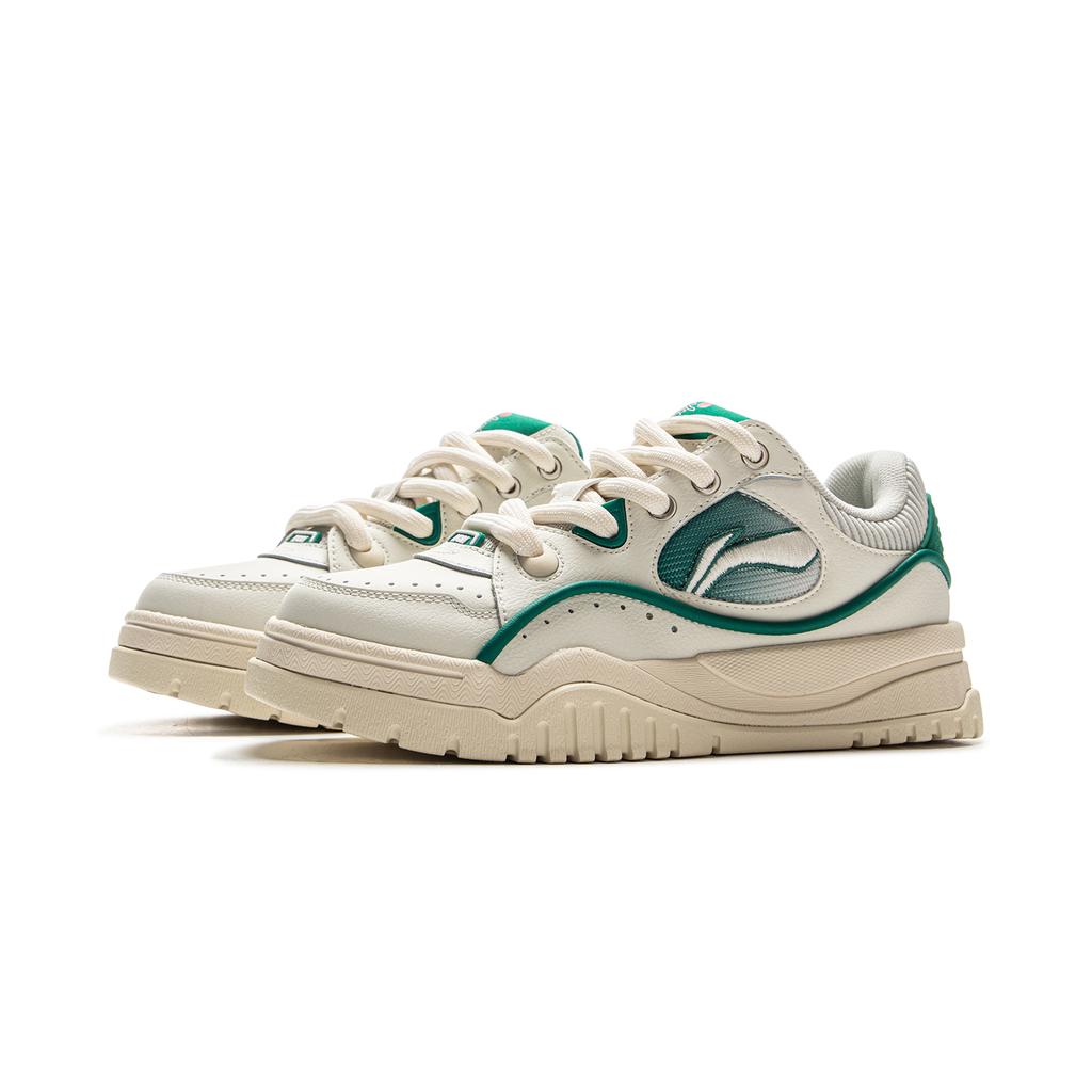 Li Ning X LOL Slip Resistant, Abrasion Resistant, Lightweight Low Top Skateboard Shoes Women's Beige Green AGCV060-2