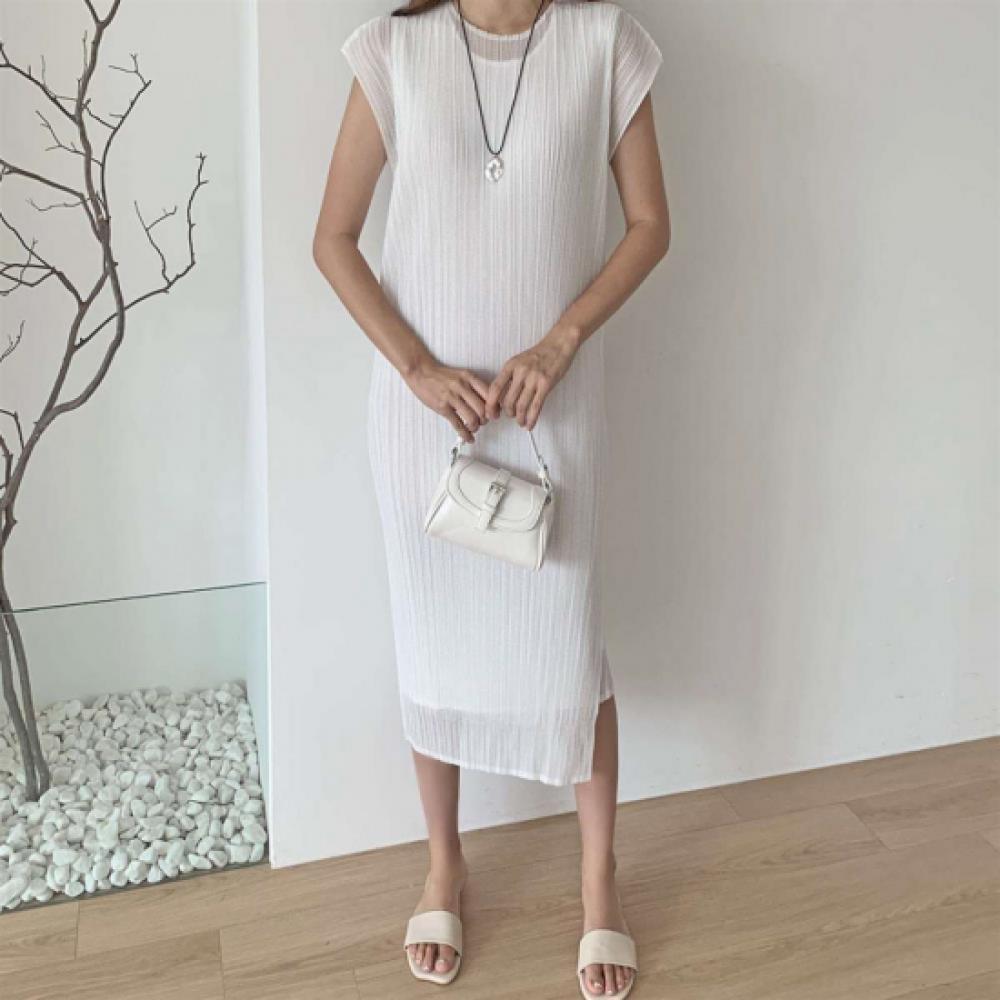 New ArrivalS Open Run Women S Solid Color Pleated Cap Sleeve Long dreSS