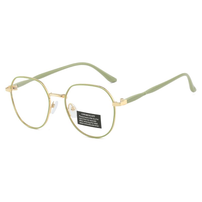 Photochromic Anti Radiation Eyeglasses For Women/Men Milk Tea Color Anti-blue Glasses Frame Anti rad Sun Adaptive Glass Metal Round Female Sunglasses