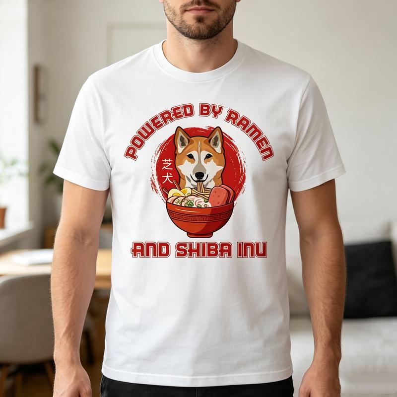 Vintage Shiba Inu RaUnisex Tee Cute Dog RaUnisex Print Unisex Unisex Cotton Short Sleeve Trendy Streetwear Gift For Dog And Food Fans