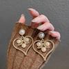 925 Silver Baroque Pearl Twist Heart Stud Earrings for Women
