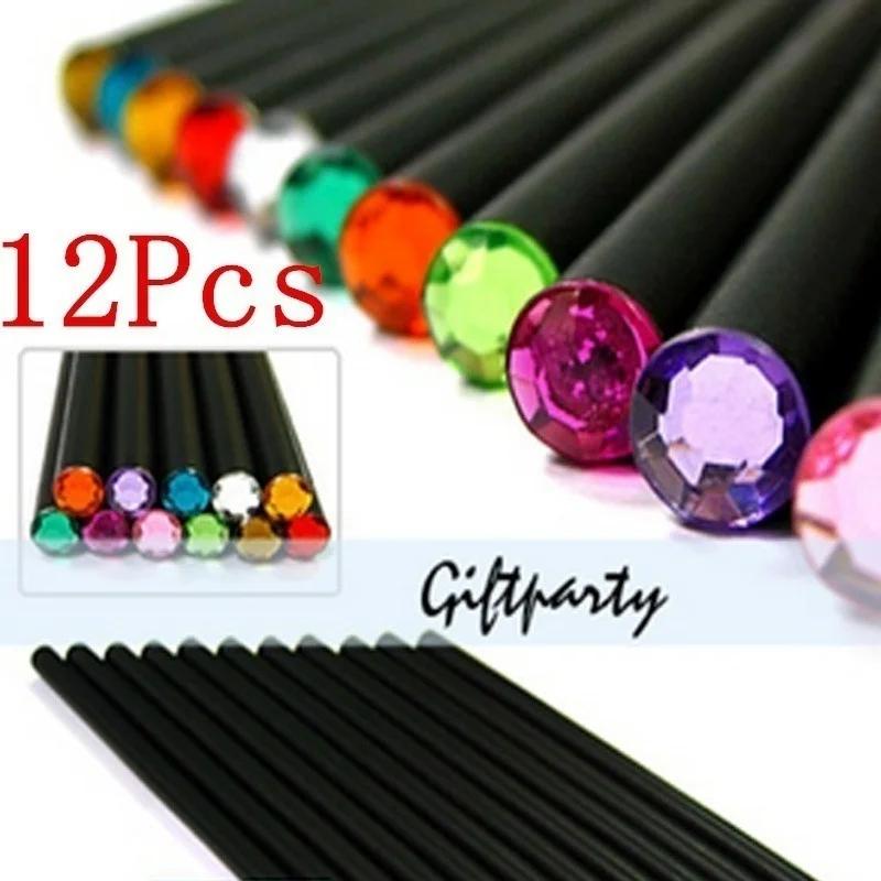 12Pcs Pencil Hb Diamond Color Pencil Stationery Items Drawing Supplies Cute Pencils For School Basswood Office School Cute