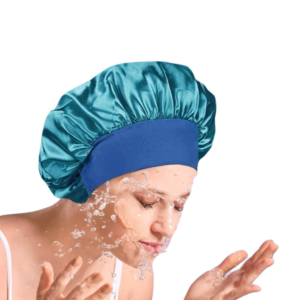 New Satin Wide Brim Nightcap Silky Bonnet Hair Wrap For Sleeping Sleep Cap With Elastic Soft Band Styling Cap Wash Face Nightcap