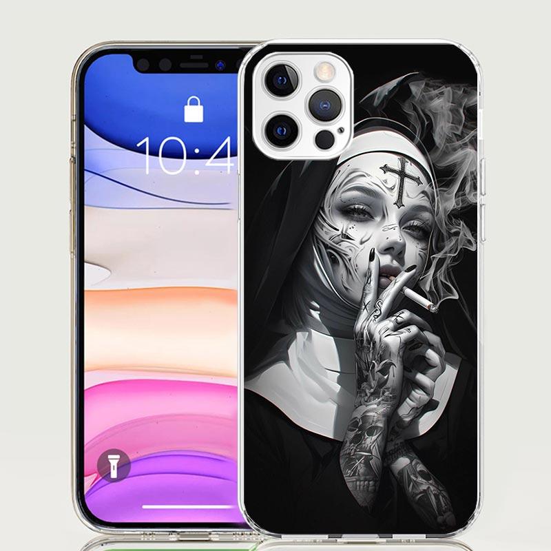 Dark Demon Nun Phone Case For iPhone 18 17 Air 16 15 Plus 11 14 Pro Max 13 Mini 12 7 8 + SE Pattern Art Customized Cover 17 Air 16