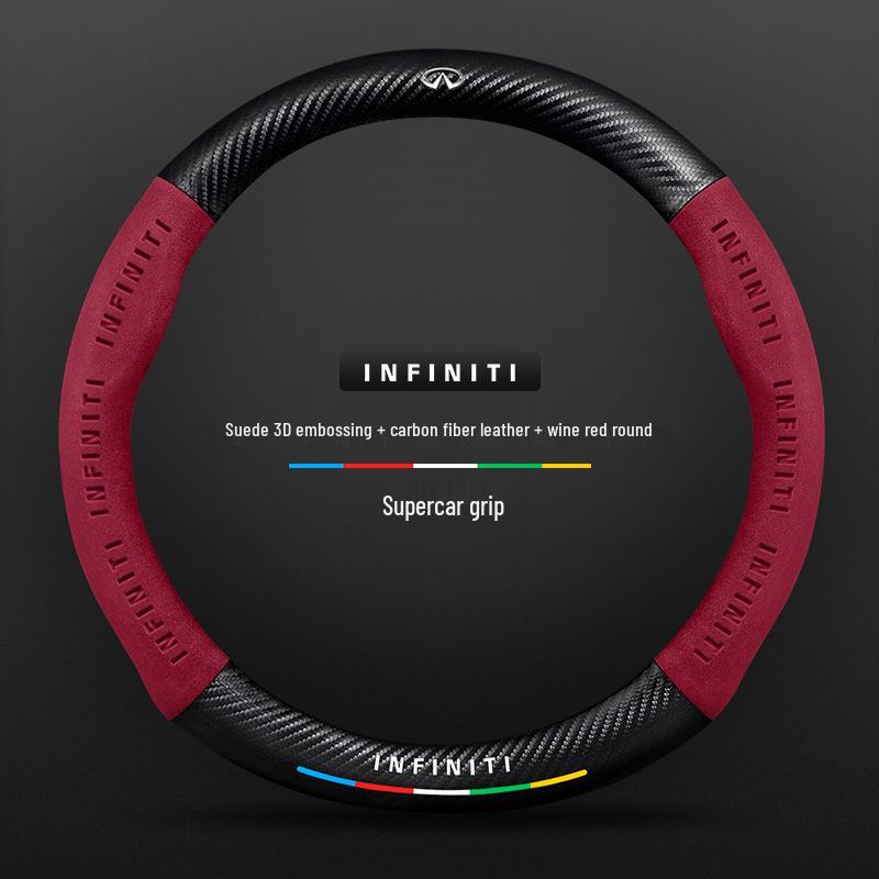Infiniti Special Car Steering Wheel Cover - Genuine Leather, Suede, Carbon Fiber, Universal, Breathable, All-Season