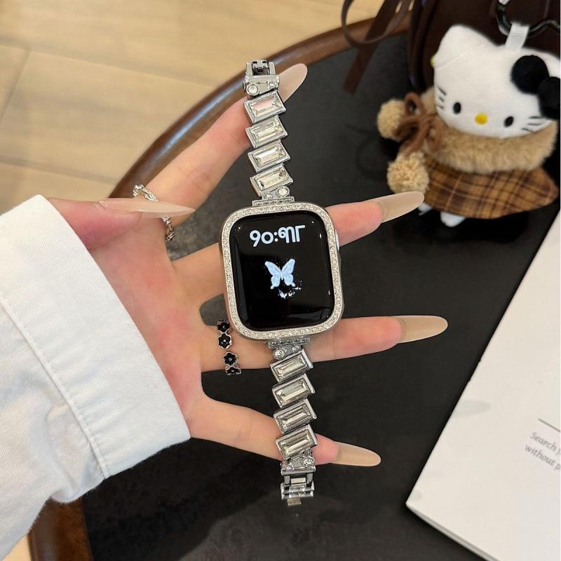 Compatible Diamond-Studded Metal Strap for Huawei GT654, Xiaomi 9 Pro, Apple iWatch 11