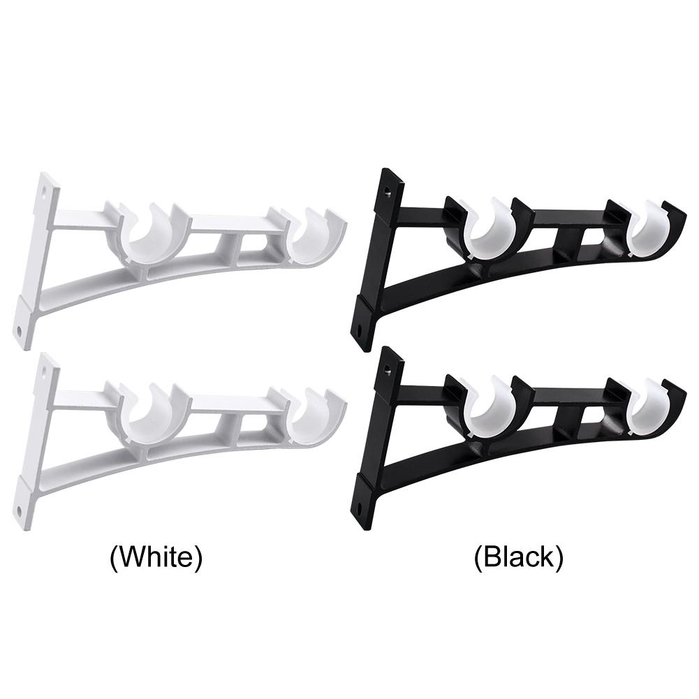 2 Pack Double Curtain Rod Brackets Wall Mount Bracket Aluminum Alloy Heavy Duty Curtain Rod Holders for Wall Hangers Support