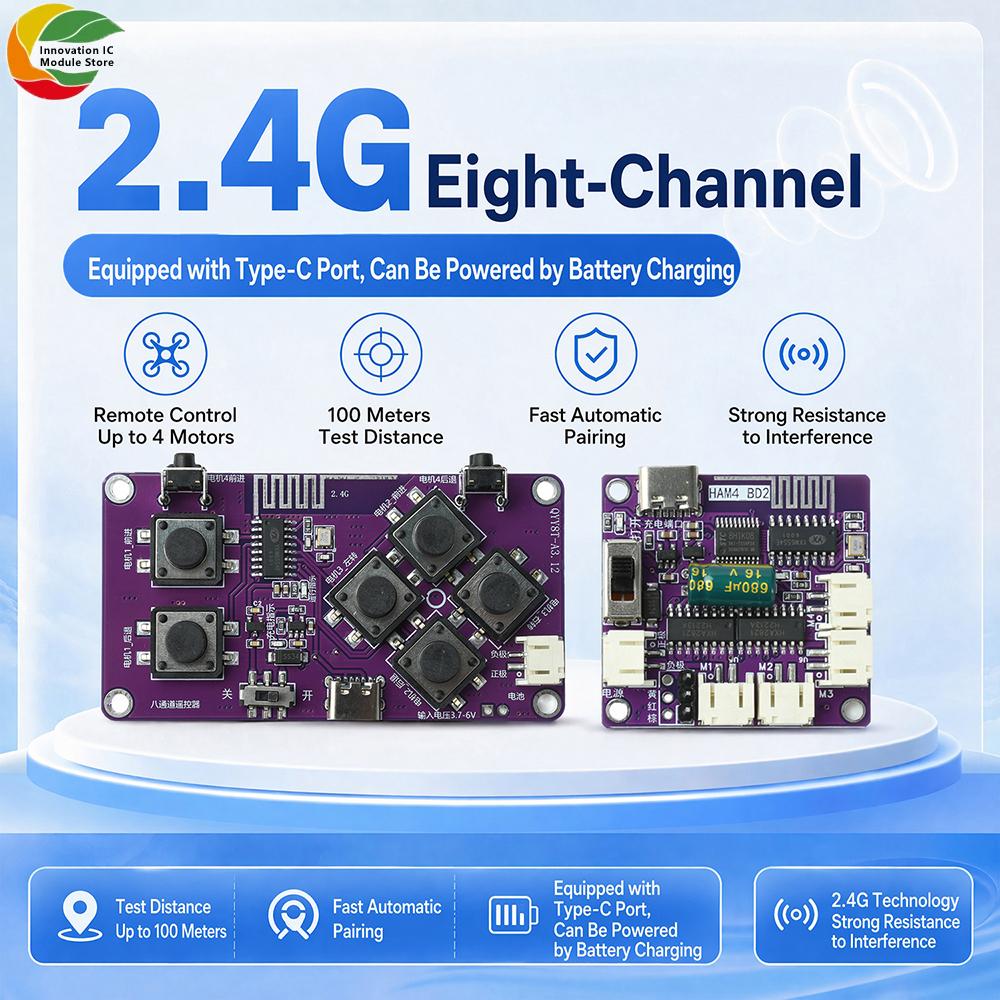 1.1G 8-Channel Remote Control Receiver Kit for DIY Wireless Toy Cars and Robots with 111M Range Stable Performance