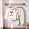 Boys And Girls Sweatshirt And Pants Set Letters Palm Flower Pattern Children's Fashion Tracksuit Autumn Casual Outfit For Kids
