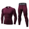 Un conjunto de pantalones ajustados para correr para hombre, camiseta + pantalones, entrenamiento, gimnasio, Fitness, pantalones de secado rápido, ropa deportiva profesional, ropa de manga larga
