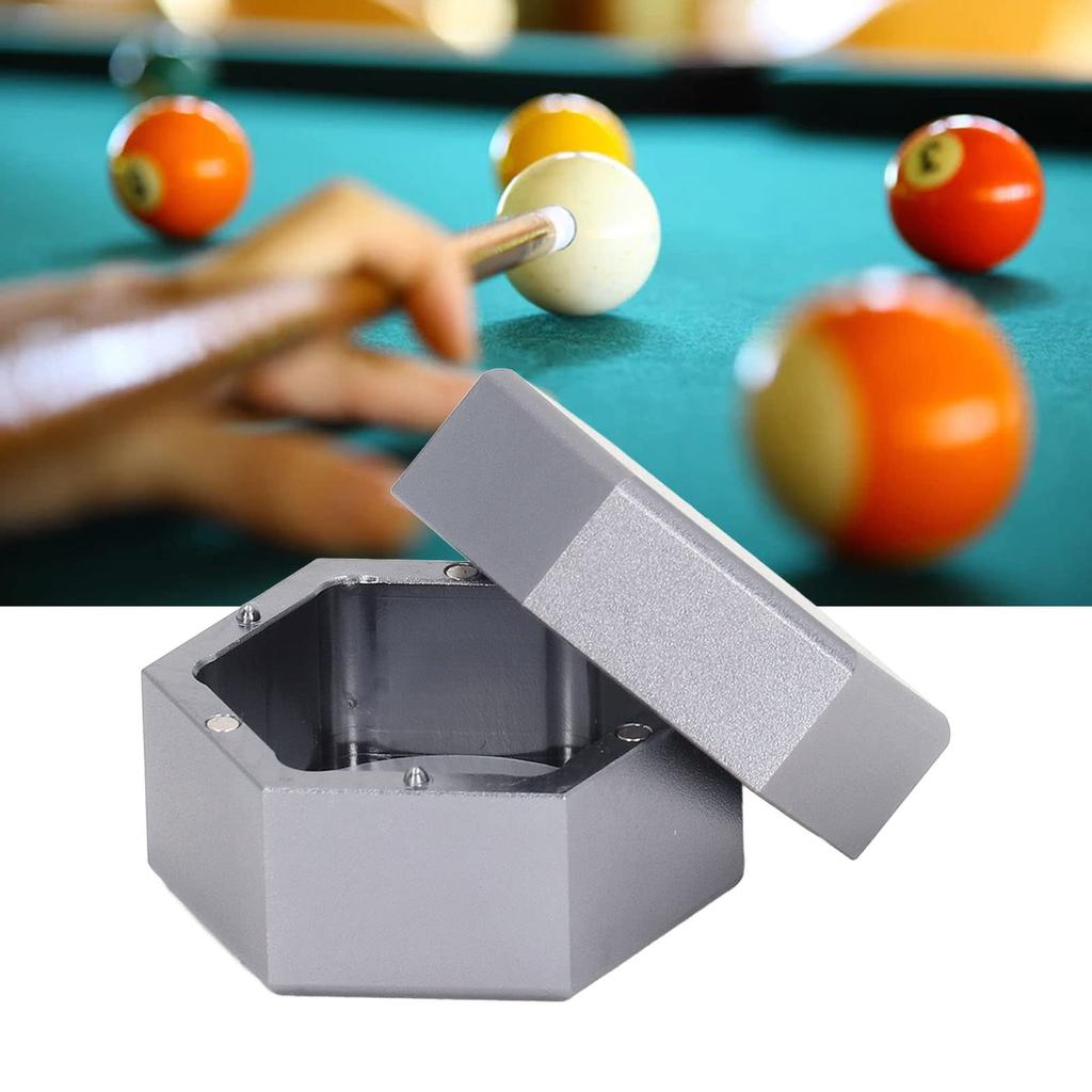 Billiard Chalk Lightweight and Portable Mini Billiard Chalk Hexagonal Pool Cue Chalk Box Billiard Accessories Holder, Case, Holder, (Gray)