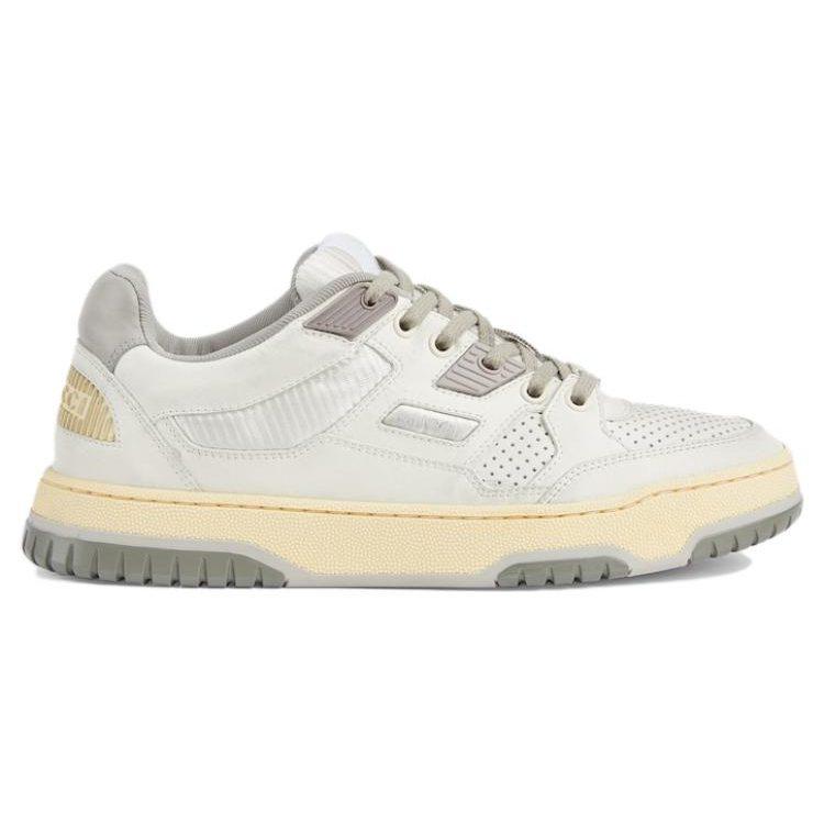 Gucci Scarpe da Skateboard Basse in Pelle Intrecciata Donna Ecrù 765340 AACV6 9160