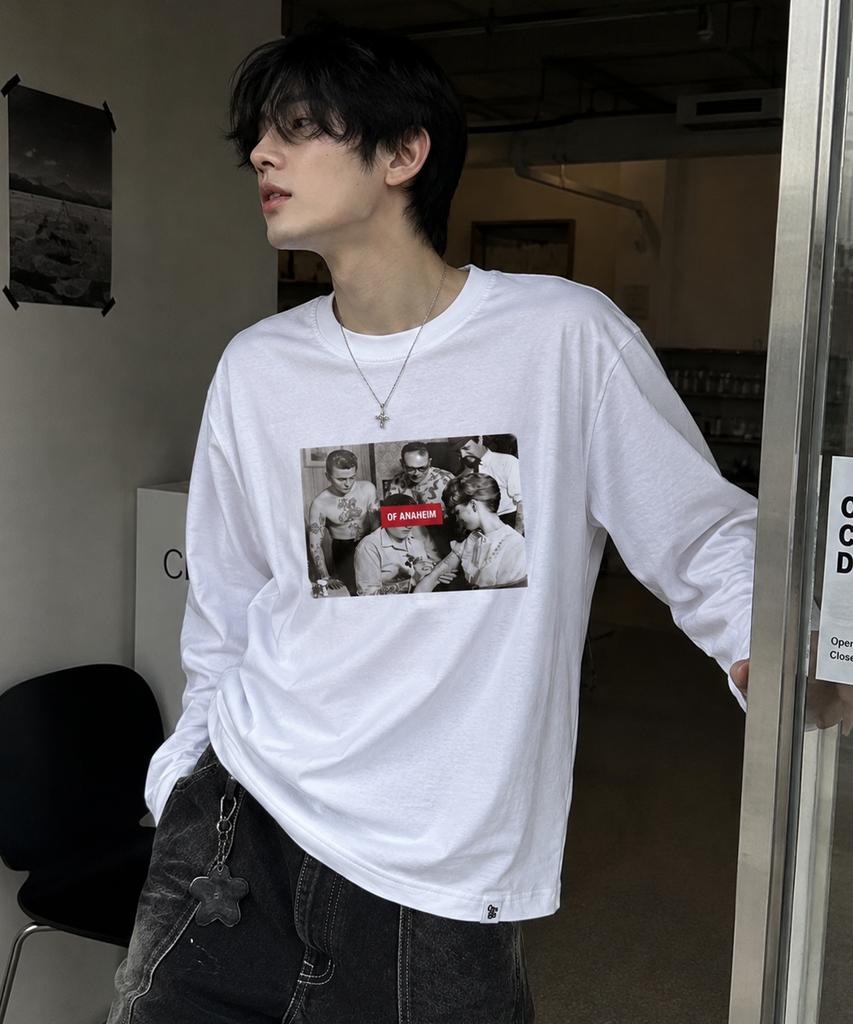 GRAVER ORDINARY [Odnr Unisex] Tattoo Long Sleeve T-Shirt_Charcoal