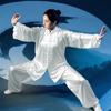 Completo Uniforme Tai Chi da Uomo Seta Ghiacciata Monocolore Pratica Mattutina Performance