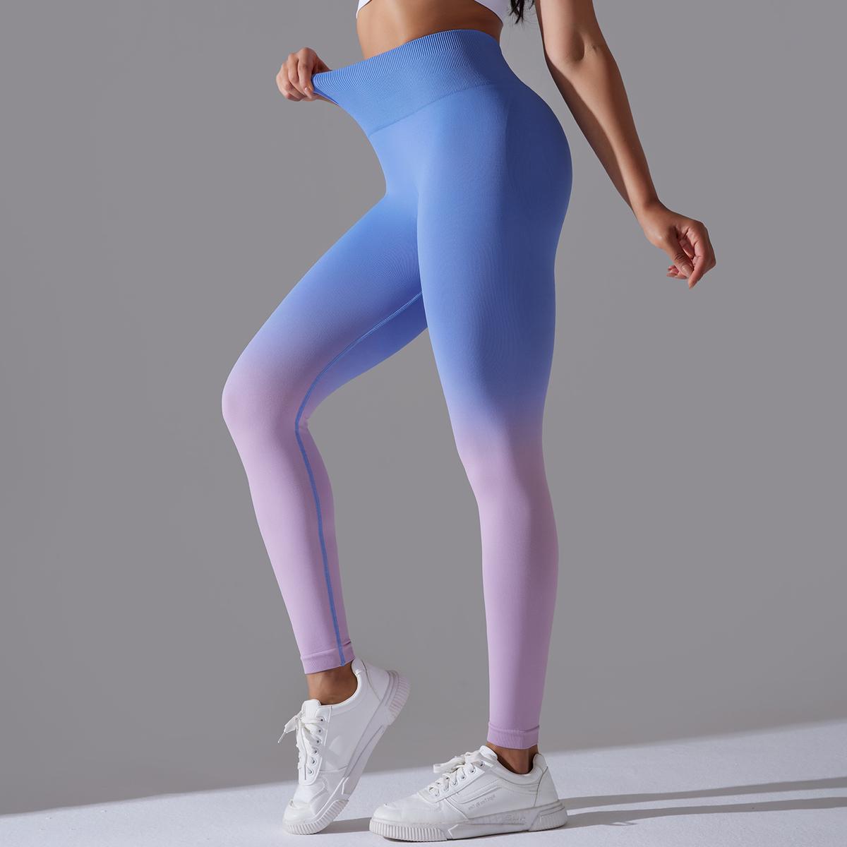 

Штани для йоги Gradient Auroth Women Push Up Sports Trousers Seamless Gym Fitness Leggings M рожевий/синій