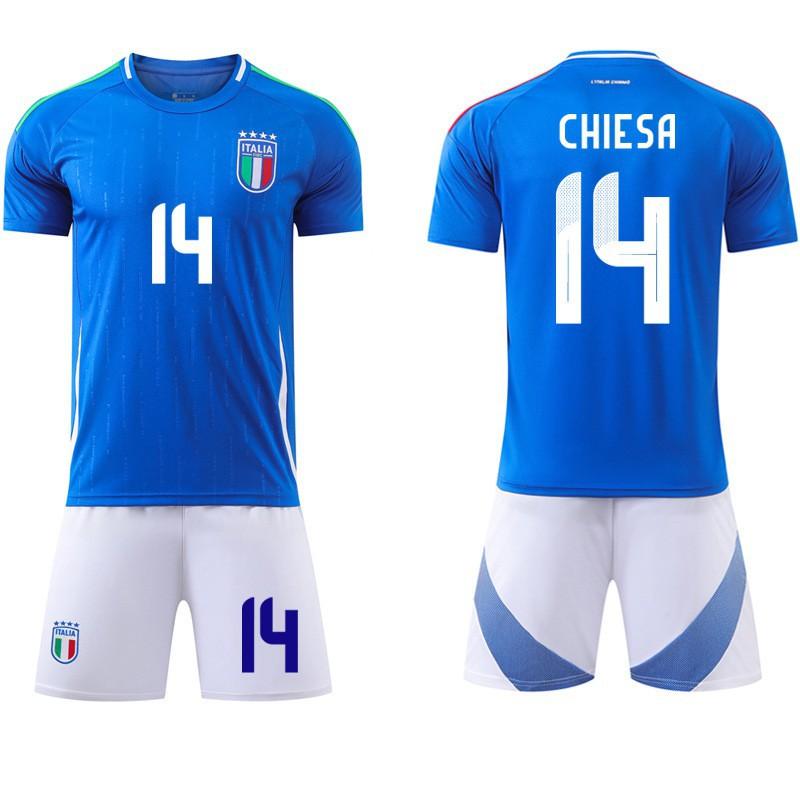 European Cup Italian Home Football Uniform Set Jersey No. 14 Chiesa Jr. 18 Barrera National Team