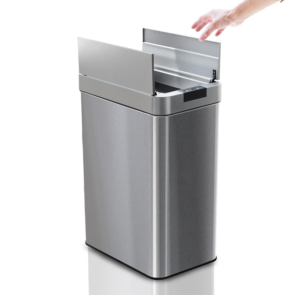 

WEIMALL Мусорный бак Автоматический 45л 48л Автоматический датчик из нержавеющей стали Автоматический мусорный бак Большой емкости Автоматический мусорный бак Тонкий стильный аккумулятор серебряный