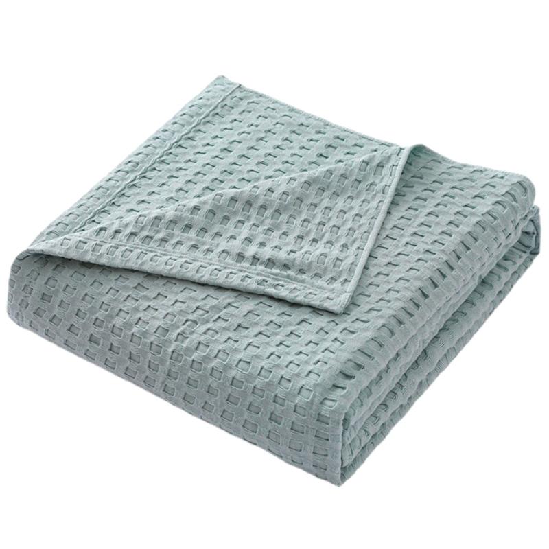 

Summer Cooling Cotton Waffles Weave Blanket 150x200cm, Bed Blanket Lightweight Cotton Bedspread for Sofa and Bed синій