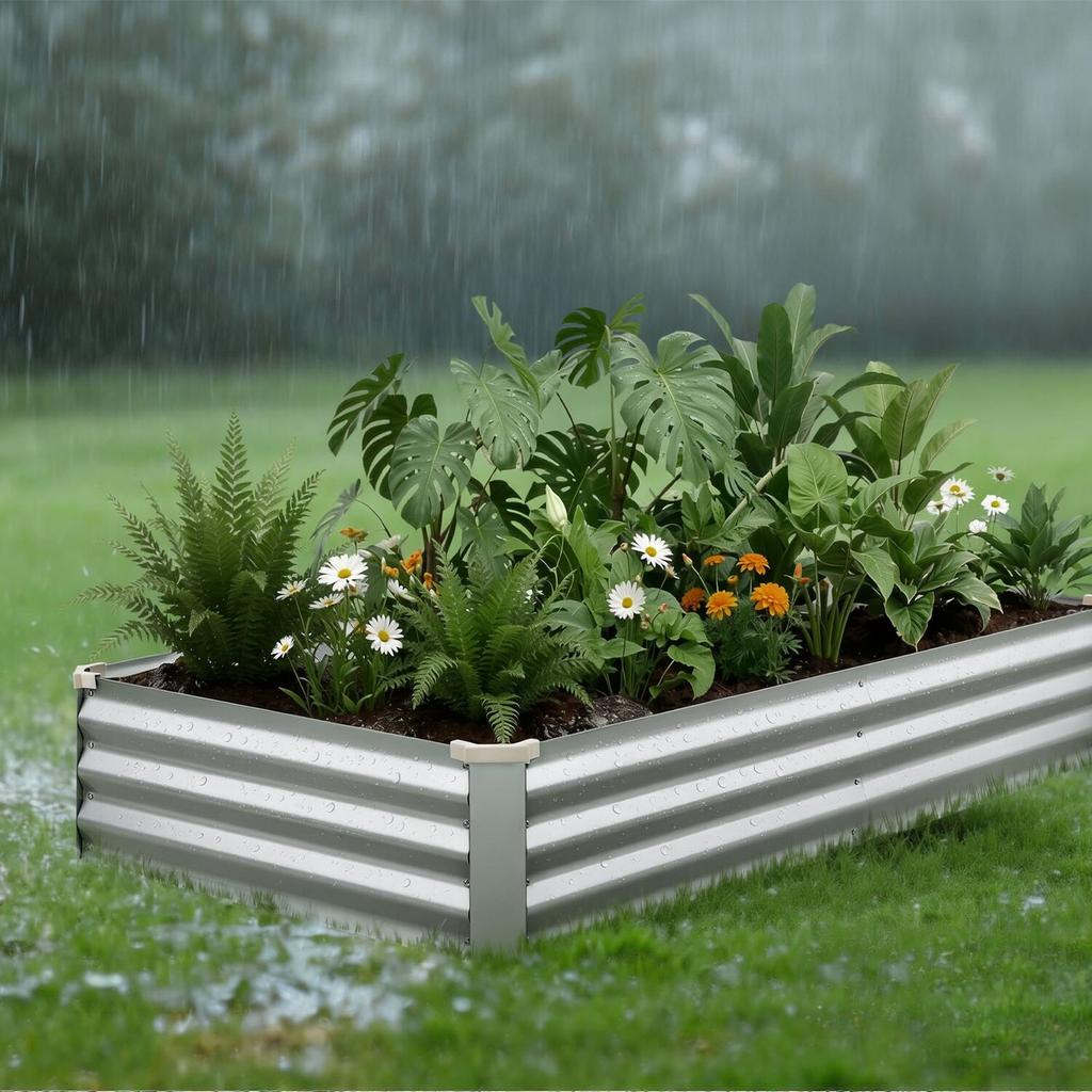 2 Pack Galvanized Raised Garden Beds, 180 X 90 X 30 Cm, Rectangular Metal Planter Boxes Kit Outdoor, Bottomless Elevated Planting Box with Gloves,