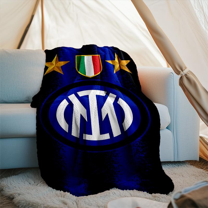 1 PZ F.C. Coperta morbida in flanella stampata Internazionale Milano per camera da letto da adulto, soggiorno, divano, campeggio, viaggi, regali per tifosi, regali di Natale