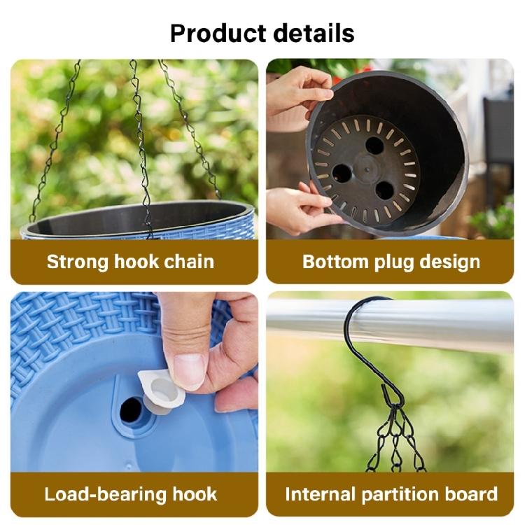Modern Hängande Potta i Harts Dekorativ Blomkorg Rottingdesign Kruka för Vertikal Trädgårdsanordning Heminredning