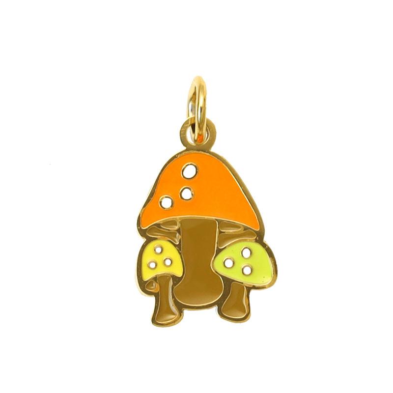 Summer On The New National Tide Does Not Fade Niche Dripping Oil Colored Mushroom Necklace Accessories Diy Design Pendant Female